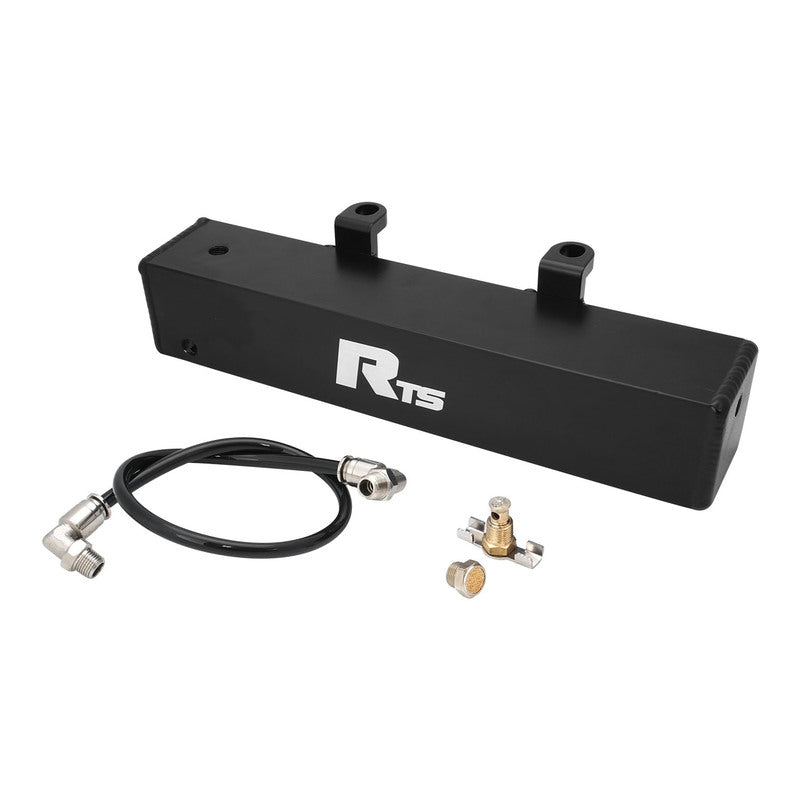 RTS RTS-TCC-TH350-BK Transmission Overflow Catch Can TH350 & 4L80E/4L85E Rectangular 600ml Capacity Aluminium Black Powdercoated