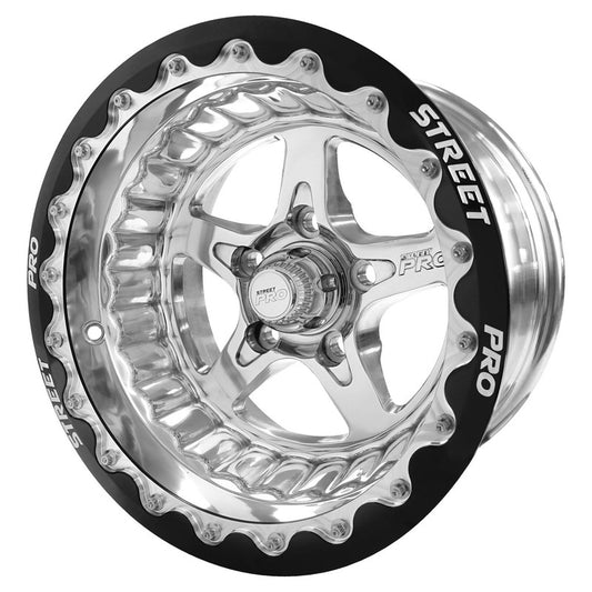 Street Pro Wheels STP002-BL158000F-POL Street Pro ll Convo Pro Wheel Polished Black Machined Bead Lock Style 15x8.5' For Ford Bolt Circle 5x 4.50' (-32) 3.50' Back Space