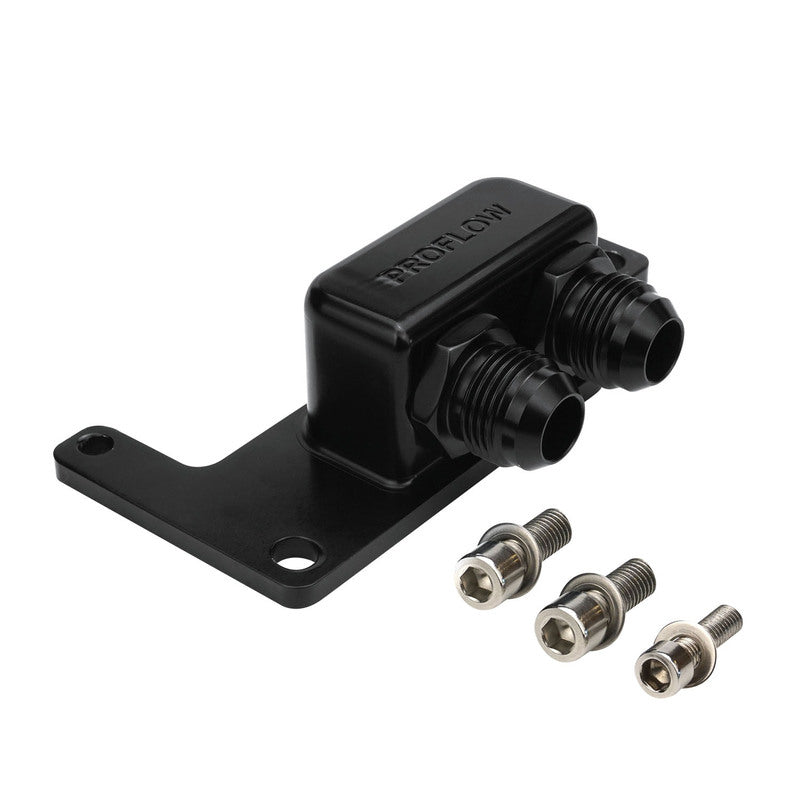 RTS RTS-OSR-LS90 Oil Block Adaptor Remote GM LS Billet Aluminium Black Anodised 90 degree -10AN Ports