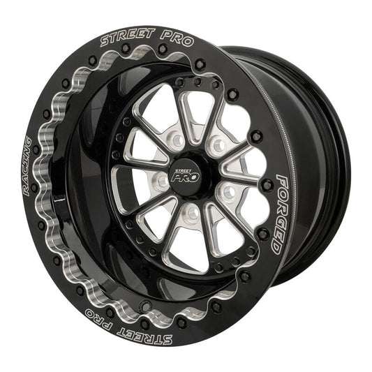 Street Pro Wheels STP009-BL151005-BK Street Pro 009 Series Forged Wheel Rear Beadlock 15x10'' / 3.50'' Backspace (-51) / 5x4.75" Bolt Circle Chevrolet Gloss Black Milled