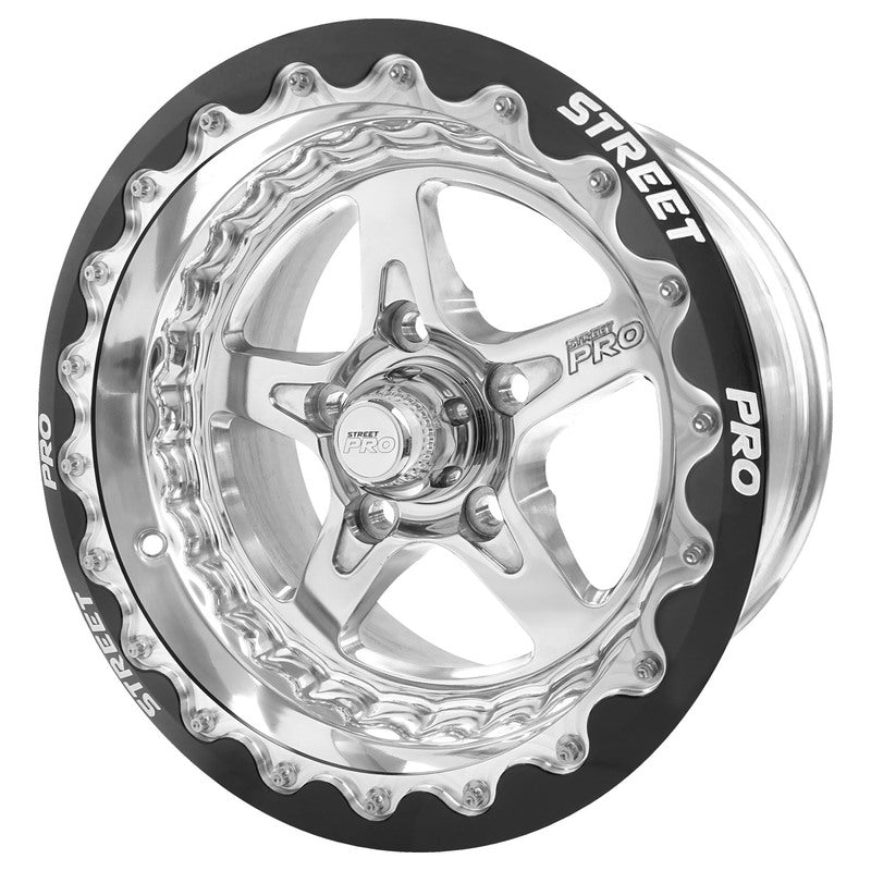 Street Pro Wheels STP002-BL158001F-POL Street Pro ll Convo Pro Wheel Polished Black Machined Bead Lock Style 15x8.5' For Ford Bolt Circle 5x 4.50' (6) 5.0' Back Space