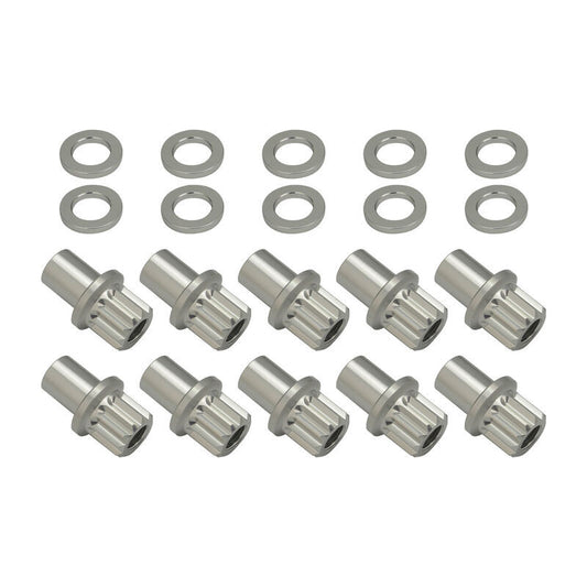 Street Pro Wheels STP-WN6400K10-SIL-O Street Pro Wheel Lug Nut & Washer Kit M12x1.50 Open Cold Forged Billet Aluminium 0.850" Shank Silver Set of 10