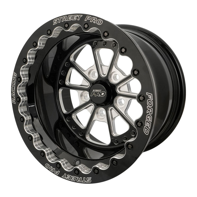 Street Pro Wheels STP009-BL158000F-BK Street Pro 009 Series Forged Wheel Rear Beadlock 15x8'' / 3.50'' Backspace (-25) / 5x4.50" Bolt Circle Ford Gloss Black Milled