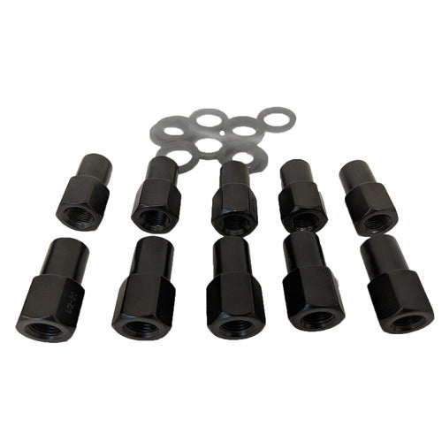 Street Pro Wheels STP-WN5200K10-BLK-O Street Pro Wheel Lug Nut Kit Black Suits 002 / 005 Street Pro Mag Wheel Open End Length 1.46 1/2 .775 Shank With .119 Washers Set of 10