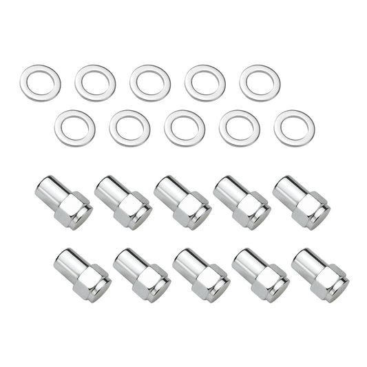 Street Pro Wheels STP-WN5200K10-CHM Street Pro Wheel Lug Nut Kit Chrome Suits 002 / 005 Street Pro Mag Wheel Length 1.527 Total Length 1/2 .775 shank With .119 Washers Set of 10