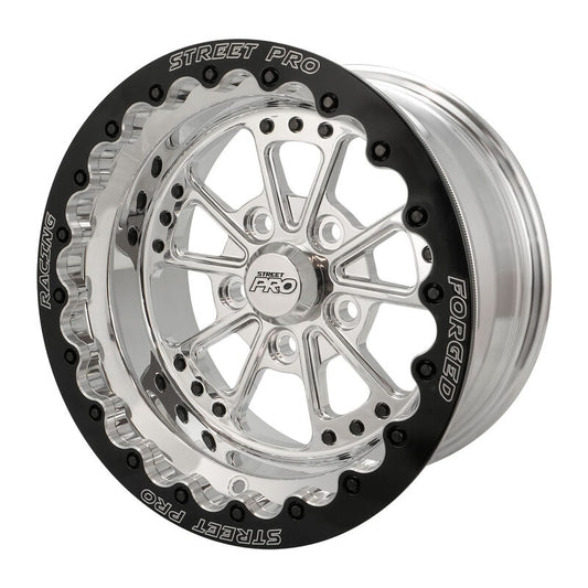 Street Pro Wheels STP009-BL158001-POL Street Pro 009 Series Forged Wheel Rear Beadlock 15x8'' / 4.50'' Backspace (0) / 5x4.75" Bolt Circle Chevrolet Polished