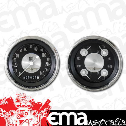 Classic Instruments AT02SHC American Tradition - 2 Gauge Set 3-3/8" Speedo & 3-3/8" Quad