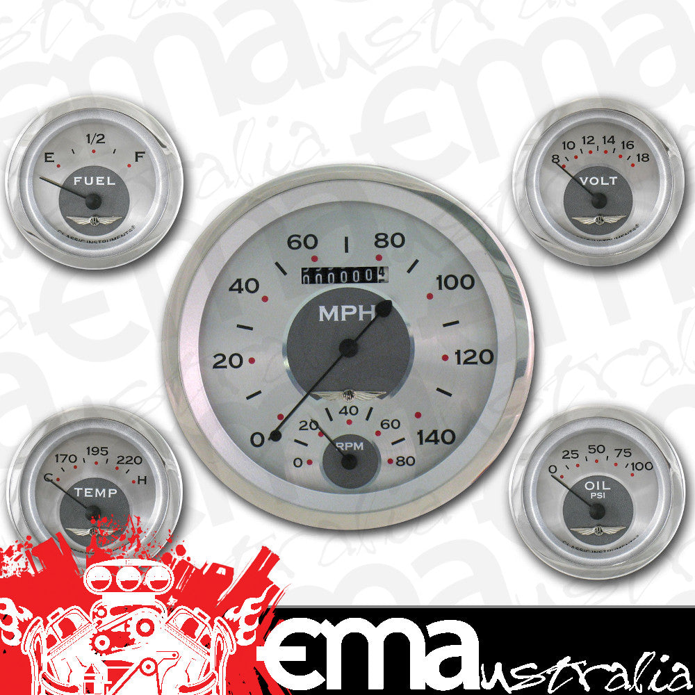 Classic Instruments AW65SRC All American - 5 Gauge Set 4-5/8" Speedtachular & 2-1/8" Fuel, Oil, Temp, Volts