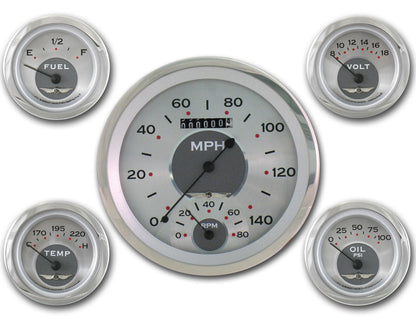 Classic Instruments AW65SRC All American - 5 Gauge Set 4-5/8" Speedtachular & 2-1/8" Fuel, Oil, Temp, Volts