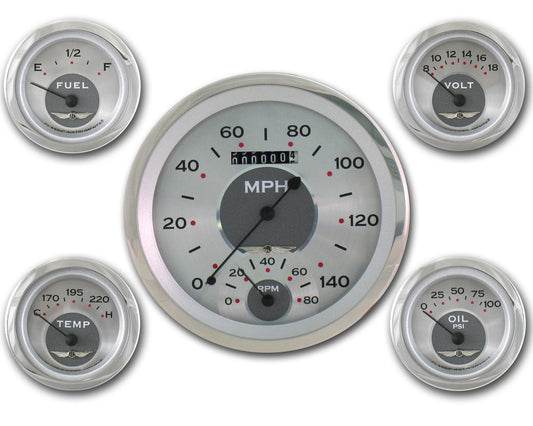 Classic Instruments AW65SRC All American - 5 Gauge Set 4-5/8" Speedtachular & 2-1/8" Fuel, Oil, Temp, Volts