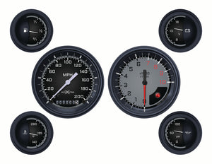 Classic Instruments AX01GBLF Autocross Grey - 6 Gauge Set 3-3/8" Speedo & Tacho, 2-1/18" Fuel, Oil, Temp, Volts