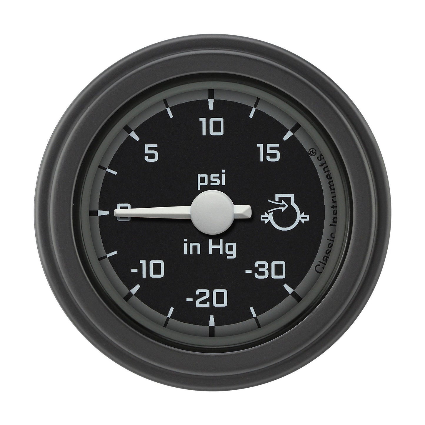 Classic Instruments AX08GBLF Autocross Grey - Boost Gauge 2-1/8"