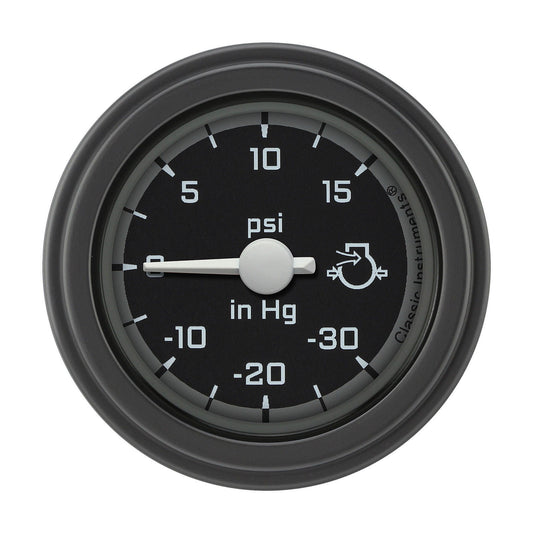 Classic Instruments AX08GBLF Autocross Grey - Boost Gauge 2-1/8"