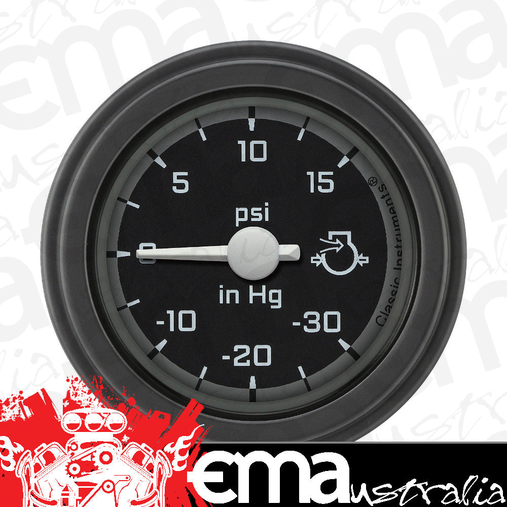 Classic Instruments AX08GBLF Autocross Grey - Boost Gauge 2-1/8"