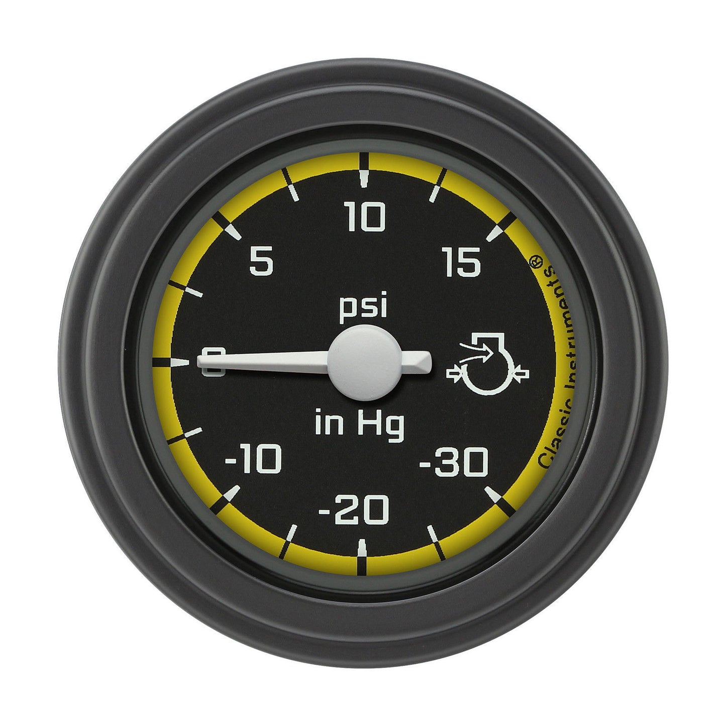 Classic Instruments AX08YBLF Autocross Yellow - Boost Gauge 2-1/8"