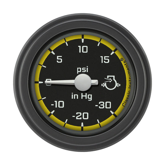 Classic Instruments AX08YBLF Autocross Yellow - Boost Gauge 2-1/8"