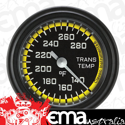 Classic Instruments AX127YBLF Autocross Yellow - Transmission Temp Gauge Full Sweep 2-1/8"
