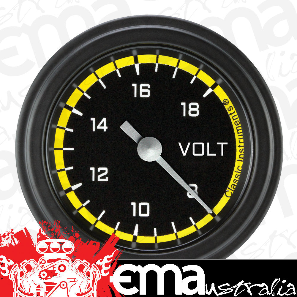 Classic Instruments AX130YBLF Autocross Yellow - Volt Gauge Full Sweep 2-1/8"
