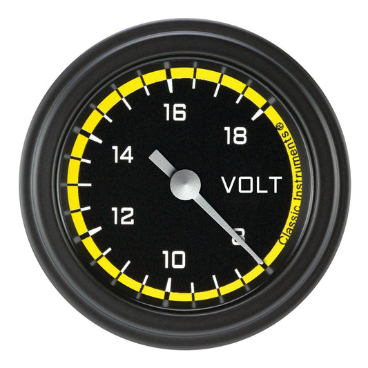 Classic Instruments AX130YBLF Autocross Yellow - Volt Gauge Full Sweep 2-1/8"