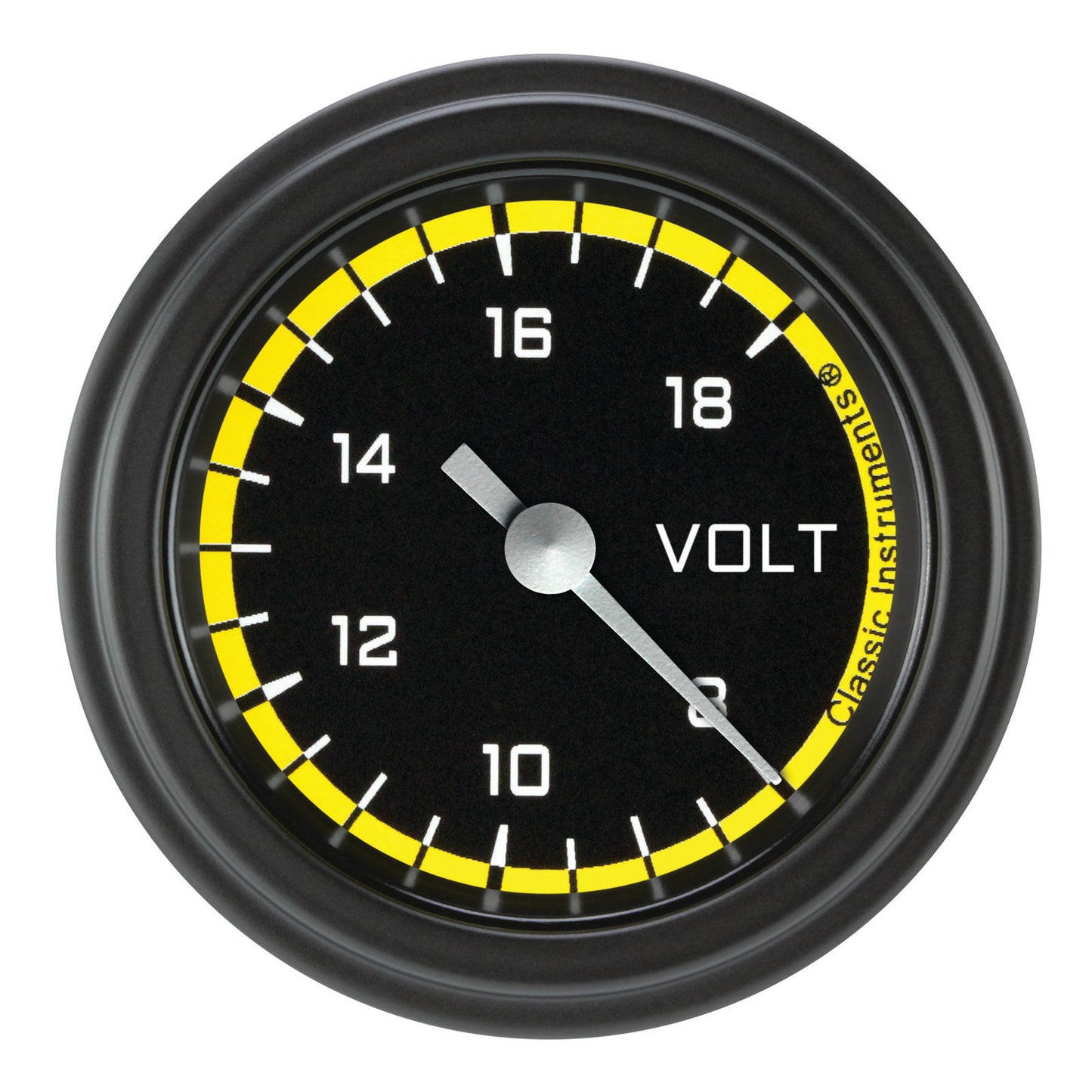 Classic Instruments AX130YBLF Autocross Yellow - Volt Gauge Full Sweep 2-1/8"