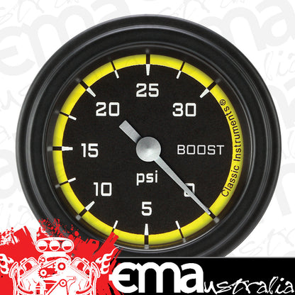 Classic Instruments AX142YBLF Autocross Yellow w/ Black Bezel 2-1/8" Full Swe