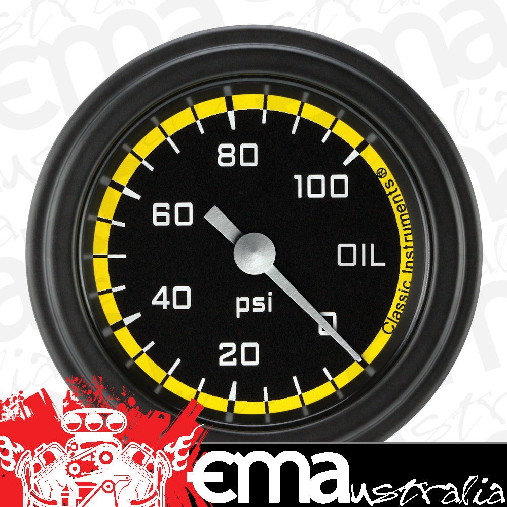 Classic Instruments | AX181YBLF | Autocross Yellow w/ Black Bezel 2-1/8" Full Swe