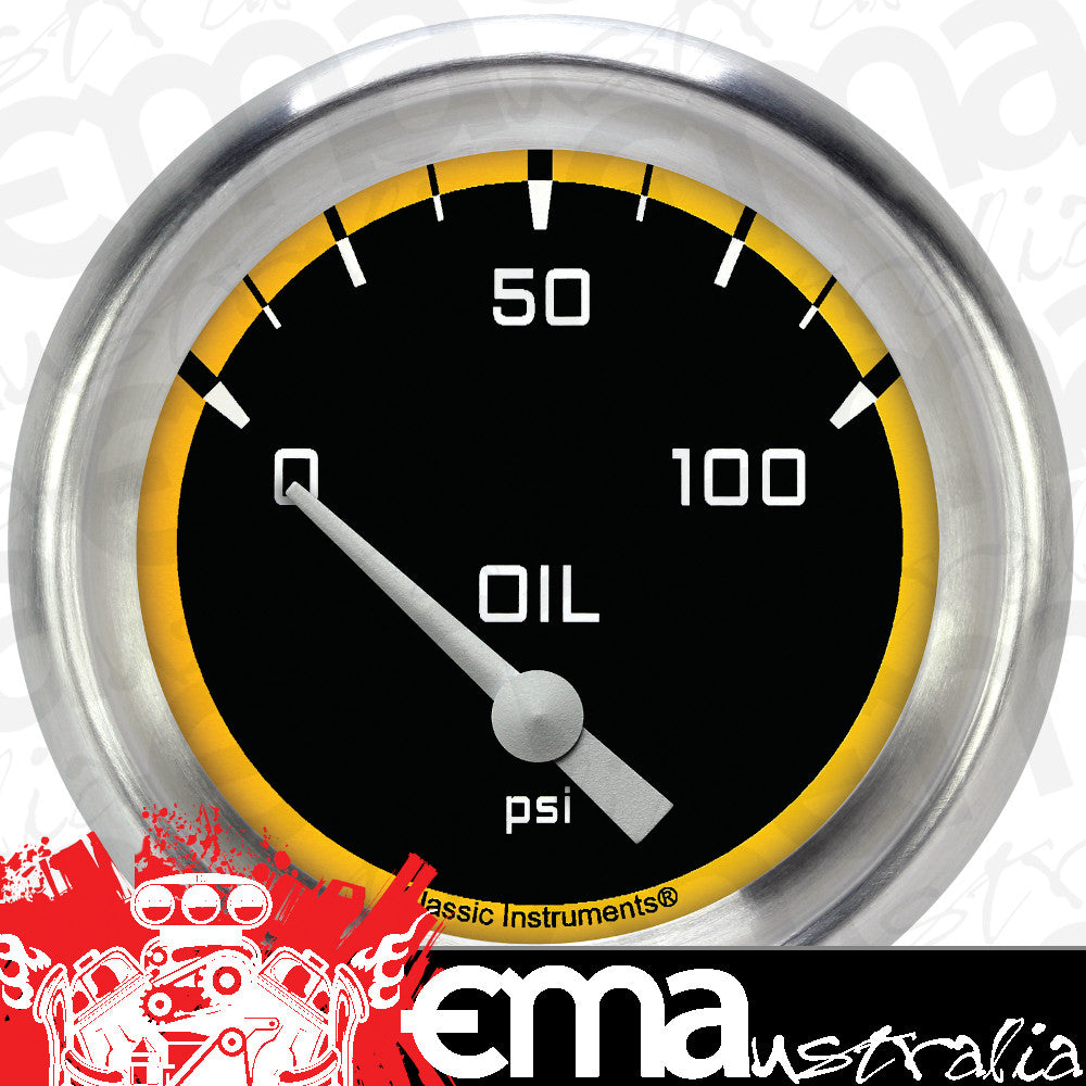 Classic Instruments AX281YAPF Autocross Yellow w/ Aluminum Performance Bezel