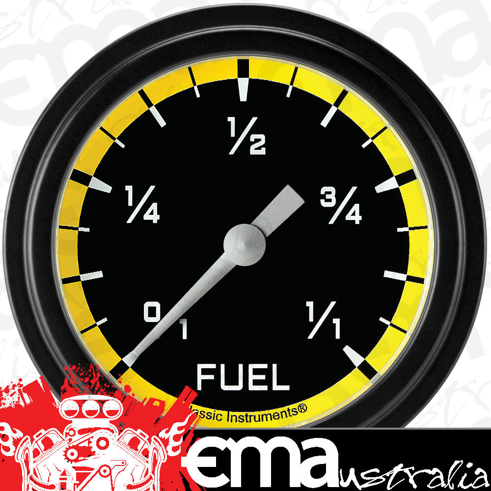 Classic Instruments AX309YBLF Autocross Yellow 2 5/8" Fuel Gauge