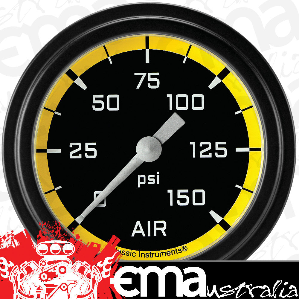 Classic Instruments AX318YBLF Autocross Yellow 2 5/8" Air Pressure Gauge