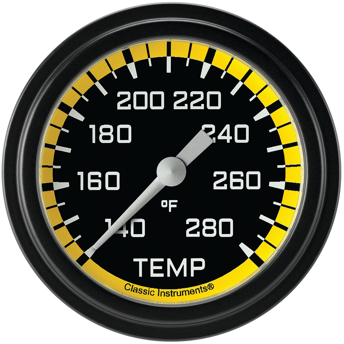 Classic Instruments AX326YBLF Autocross Yellow - Water Temp Gauge Full Sweep 2-5/8"