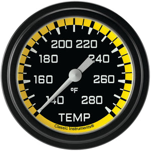 Classic Instruments AX326YBLF Autocross Yellow - Water Temp Gauge Full Sweep 2-5/8"