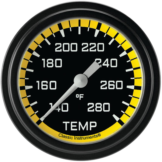 Classic Instruments AX326YBLF Autocross Yellow - Water Temp Gauge Full Sweep 2-5/8"