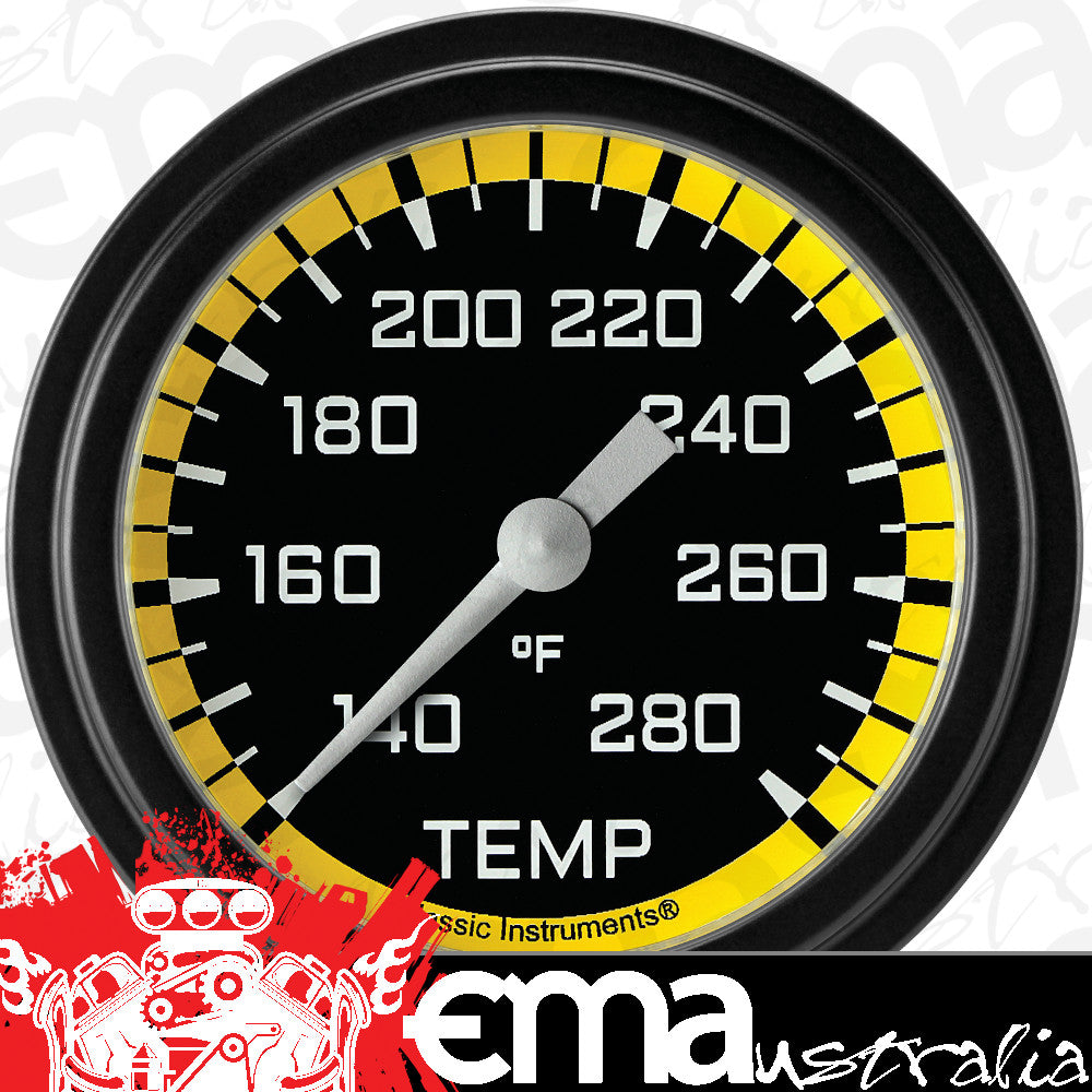 Classic Instruments AX326YBLF Autocross Yellow - Water Temp Gauge Full Sweep 2-5/8"