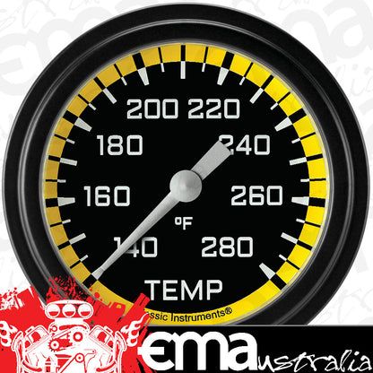 Classic Instruments AX326YBLF Autocross Yellow - Water Temp Gauge Full Sweep 2-5/8"
