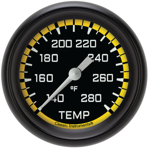 Classic Instruments AX326YBPF Autocross Yellow - Water Temp Gauge Full Sweep 2-5/8"