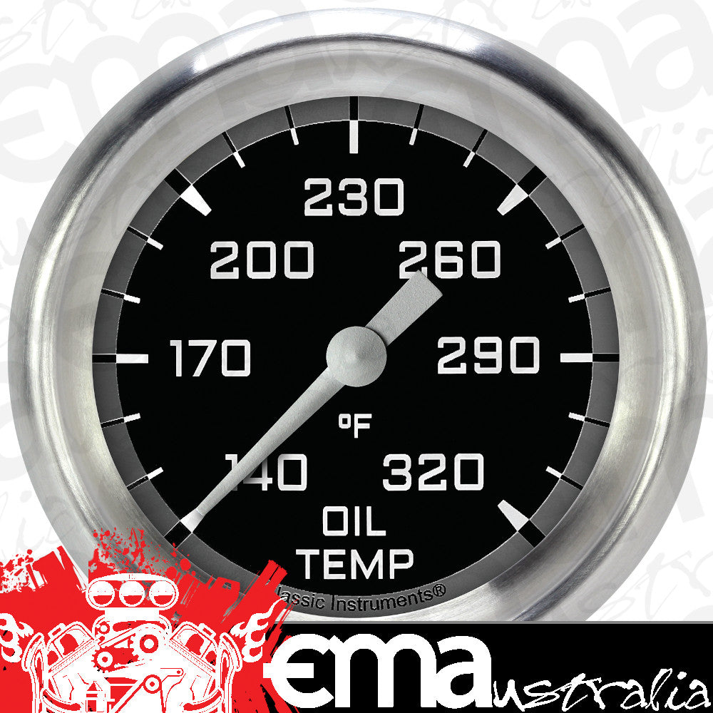 Classic Instruments AX328GAPF Autocross Gray 2 5/8" Oil Temperature Gauge