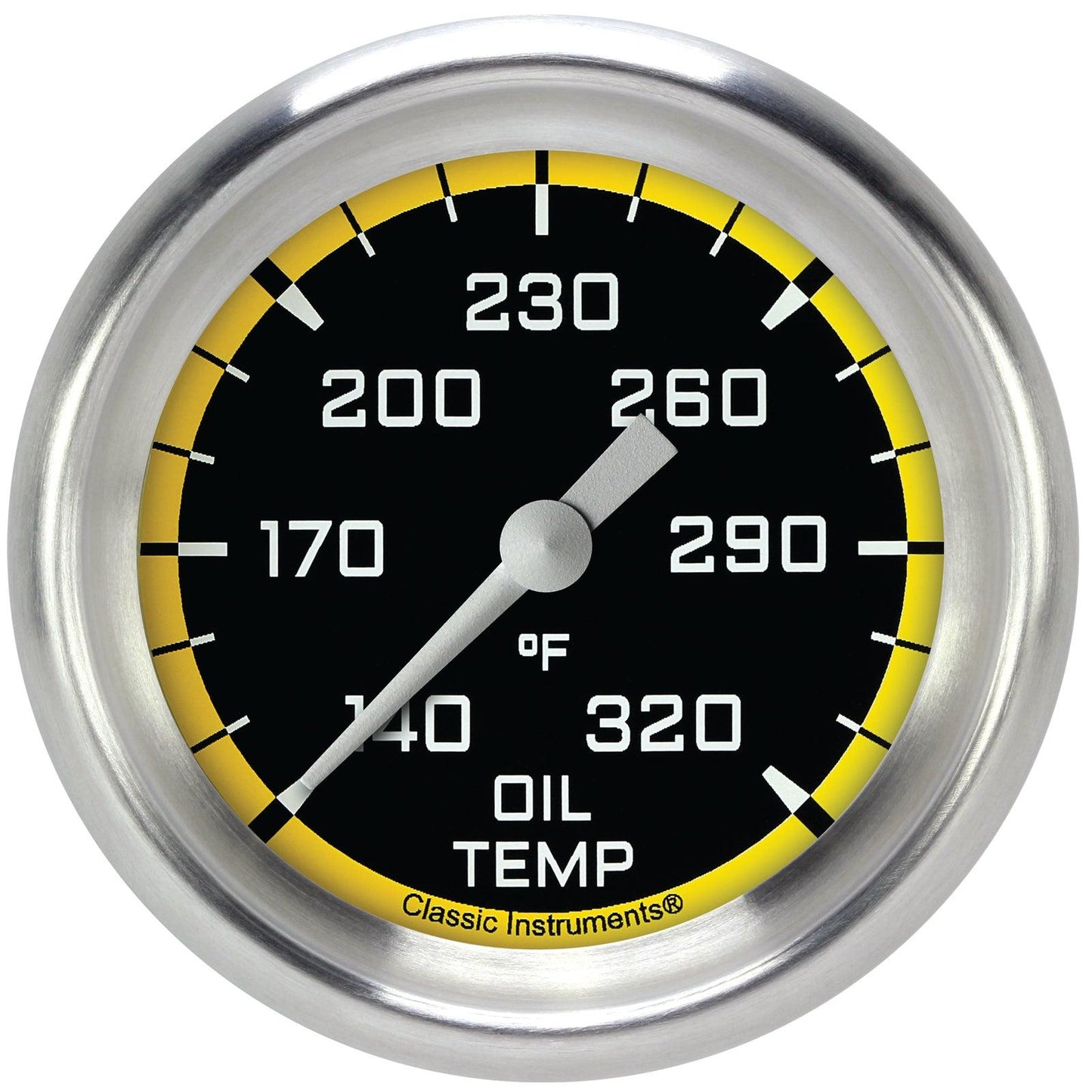 Classic Instruments AX328YAPF Autocross Yellow 2 5/8" Oil Temperature Gauge