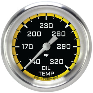 Classic Instruments AX328YAPF Autocross Yellow 2 5/8" Oil Temperature Gauge