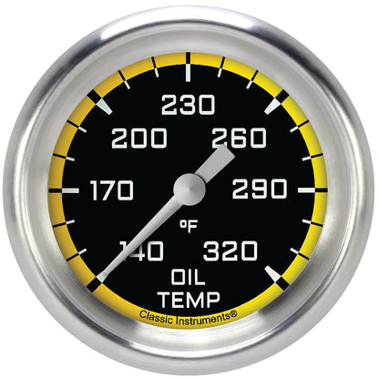 Classic Instruments AX328YAPF Autocross Yellow 2 5/8" Oil Temperature Gauge