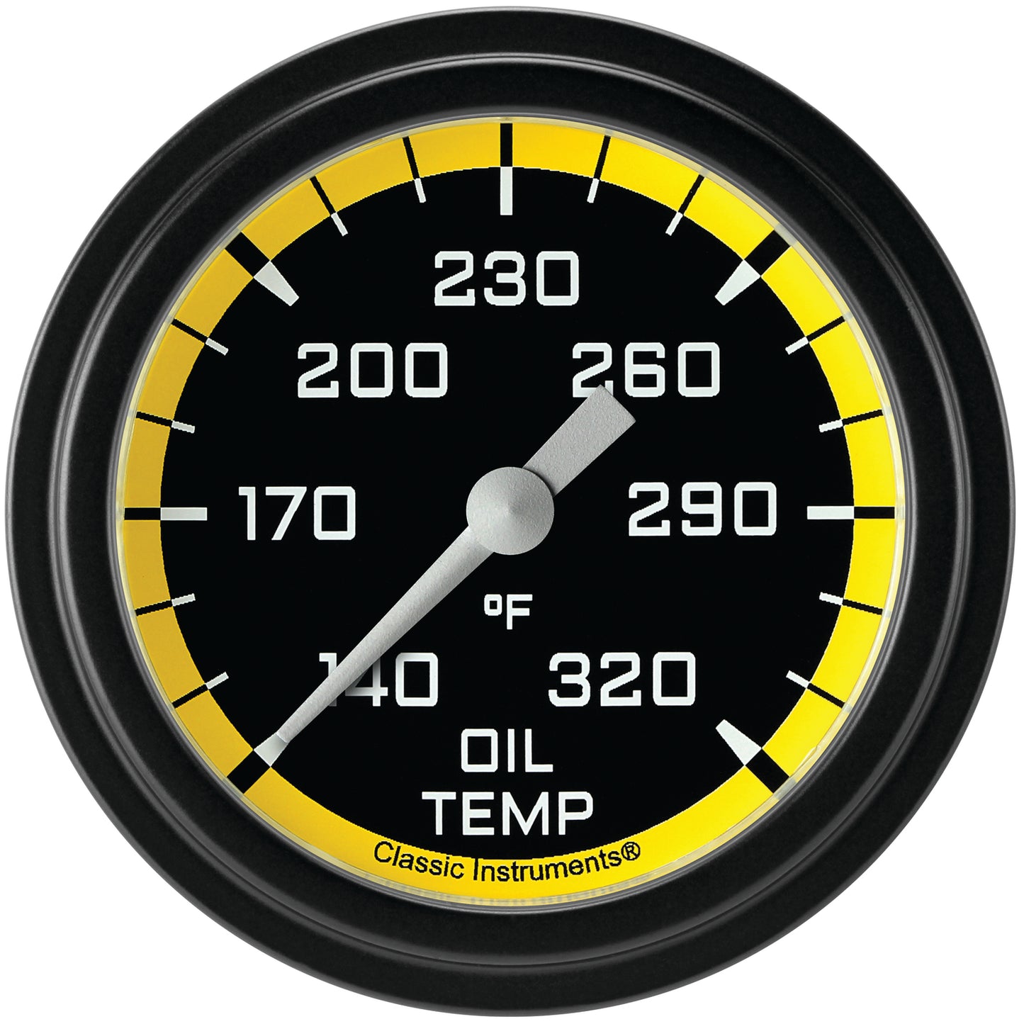 Classic Instruments AX328YBLF Autocross Yellow 2 5/8" Oil Temperature Gauge