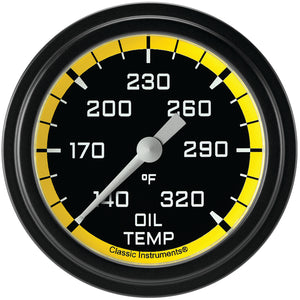 Classic Instruments AX328YBLF Autocross Yellow 2 5/8" Oil Temperature Gauge