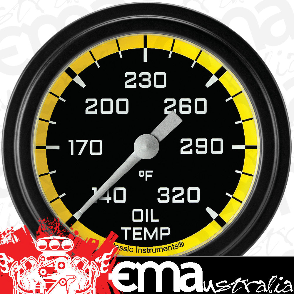 Classic Instruments AX328YBLF Autocross Yellow 2 5/8" Oil Temperature Gauge
