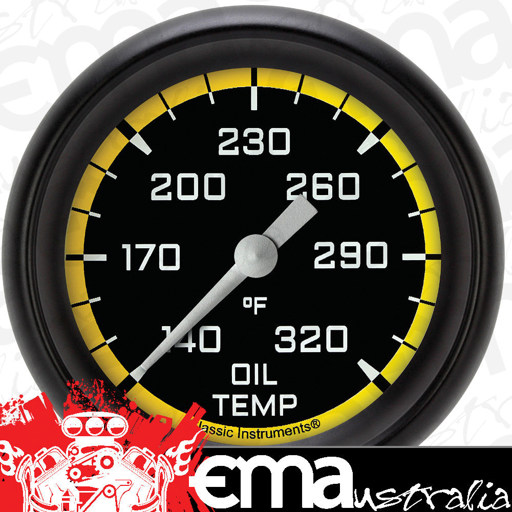 Classic Instruments AX328YBPF Autocross Yellow 2 5/8" Oil Temperature Gauge