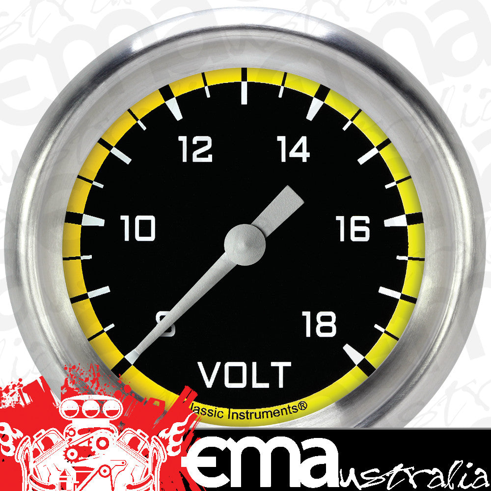 Classic Instruments AX330YAPF Autocross Yellow 2 5/8" Voltage Gauge