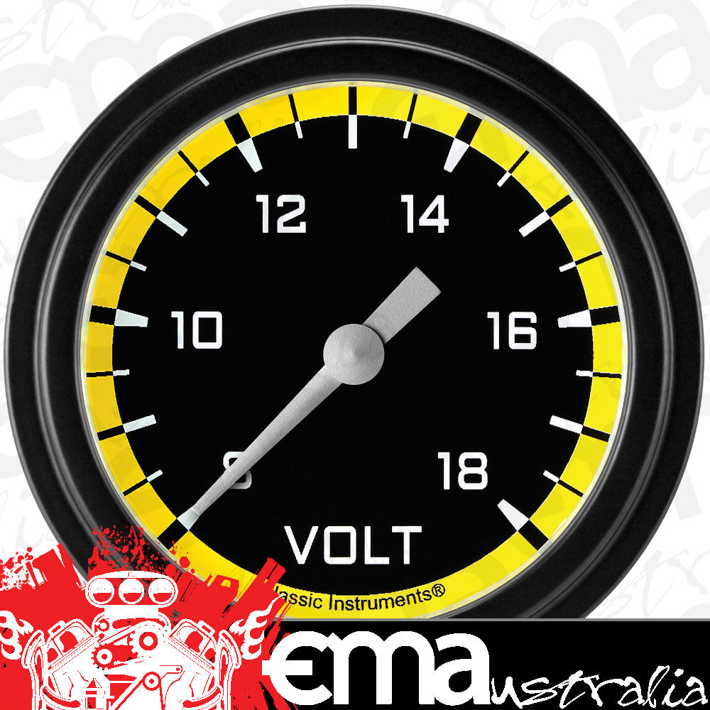 Classic Instruments AX330YBLF Autocross Yellow 2 5/8" Voltage Gauge