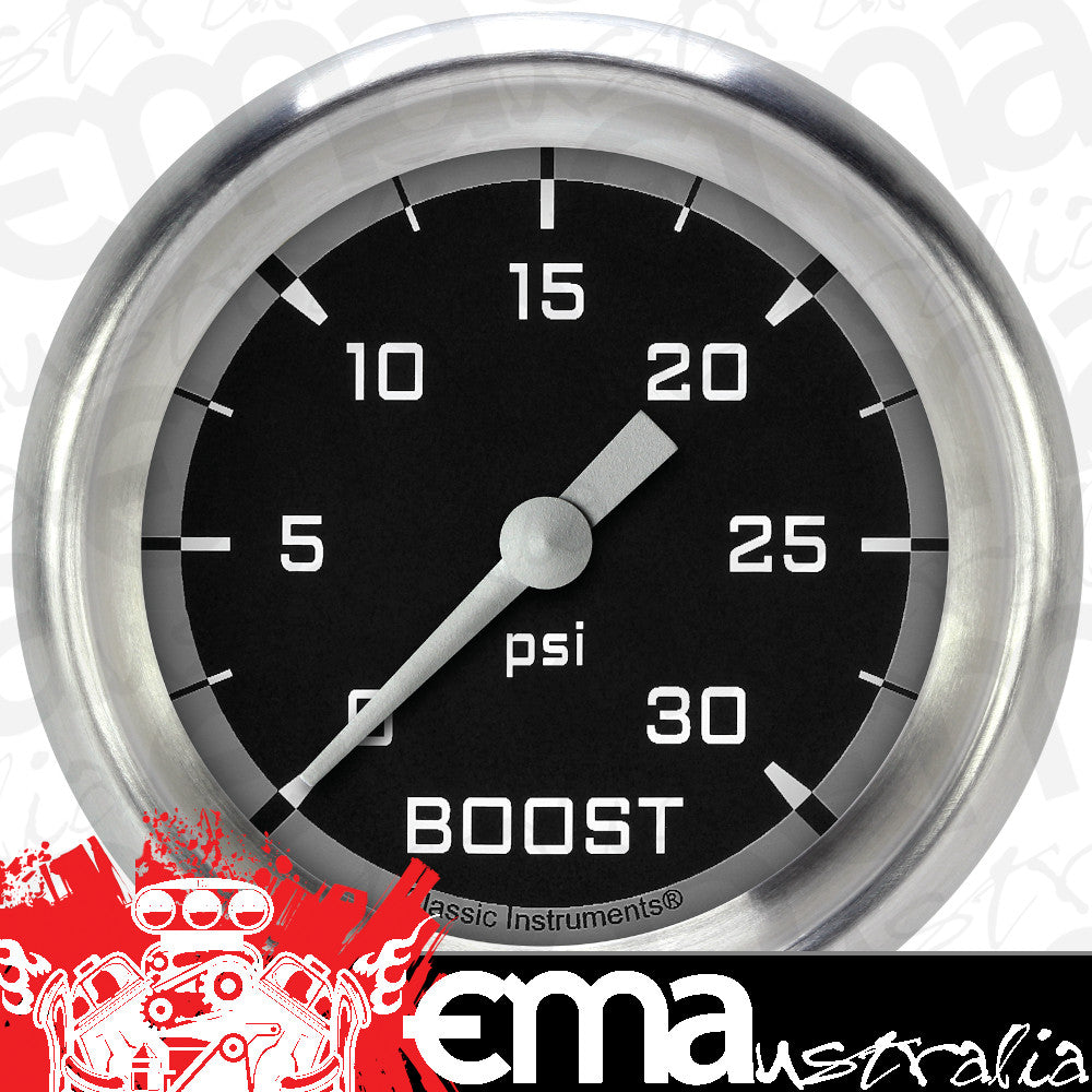 Classic Instruments AX342GAPF Autocross Gray 2 5/8" Boost Gauge, 30 psi