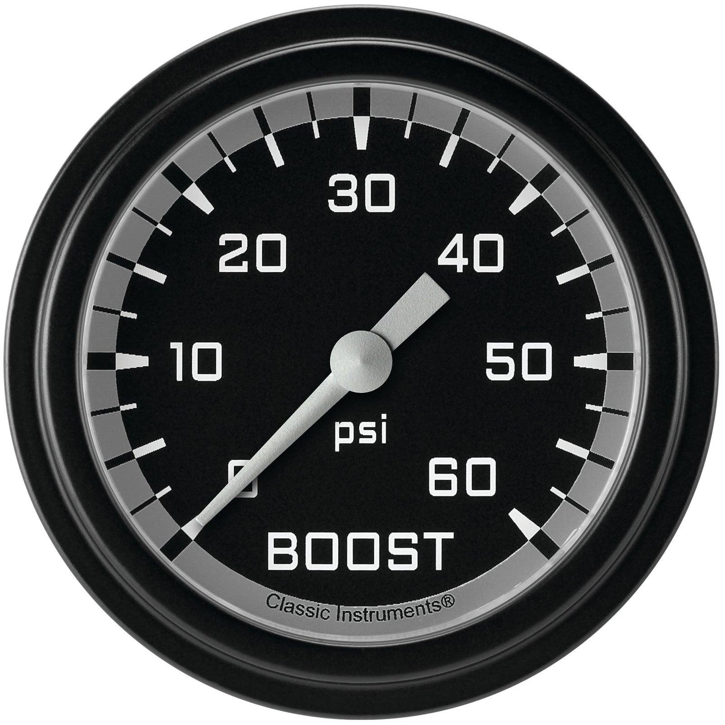 Classic Instruments AX343GBLF Autocross Gray 2 5/8" Boost Gauge, 60 psi