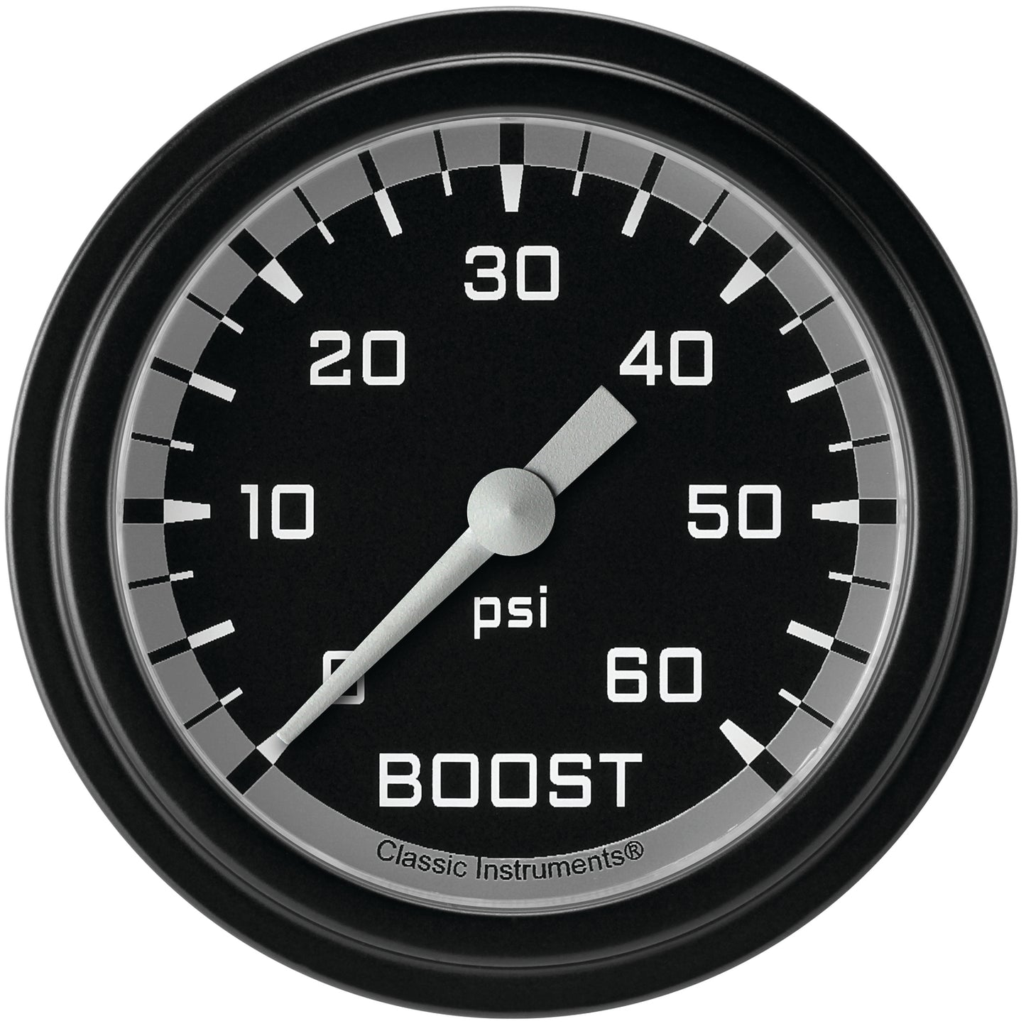 Classic Instruments AX343GBLF Autocross Gray 2 5/8" Boost Gauge, 60 psi
