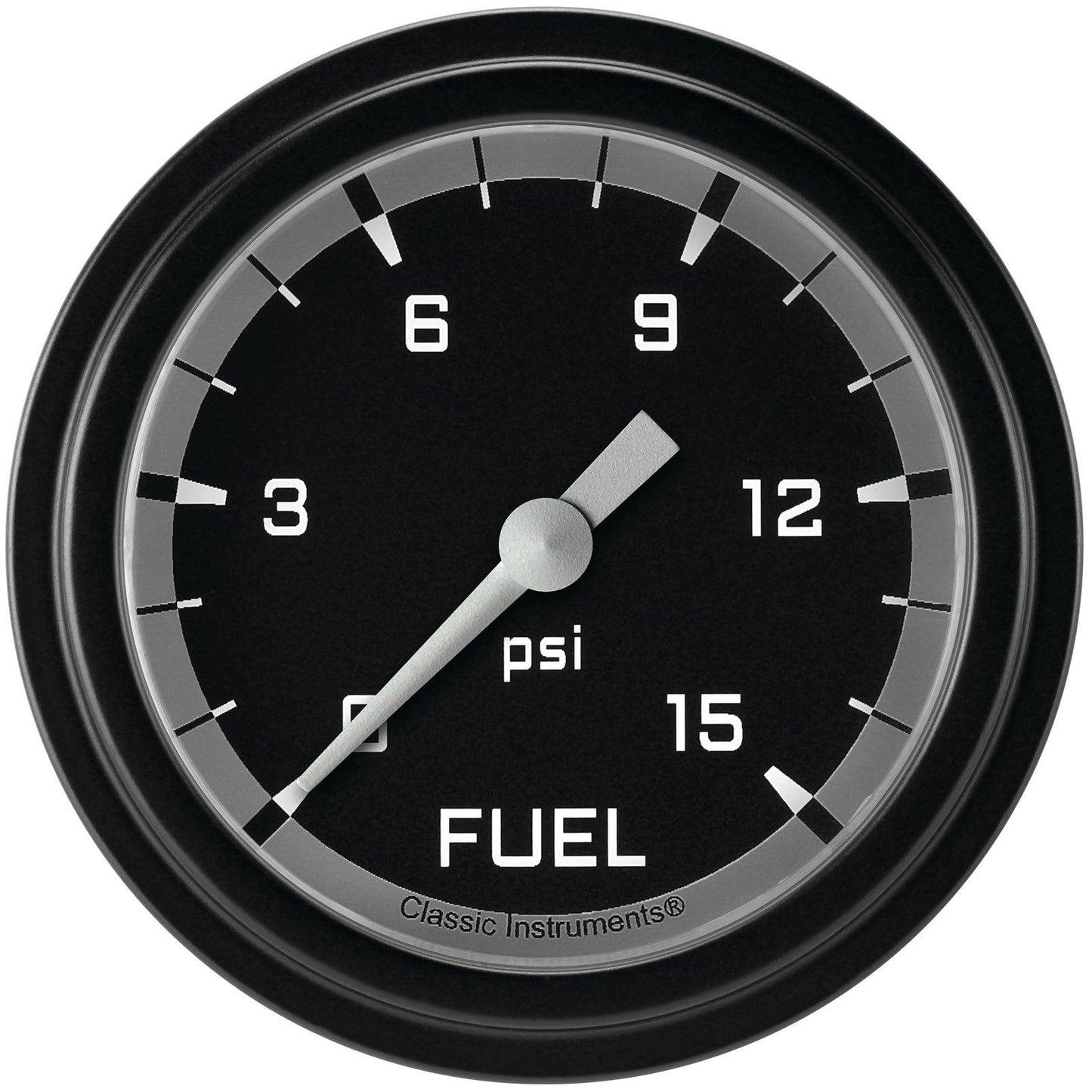 Classic Instruments AX345GBLF Autocross Gray 2 5/8" Fuel Pressure Gauge, 15 ps