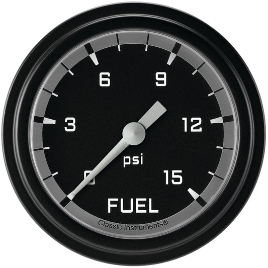 Classic Instruments AX345GBLF Autocross Gray 2 5/8" Fuel Pressure Gauge, 15 ps